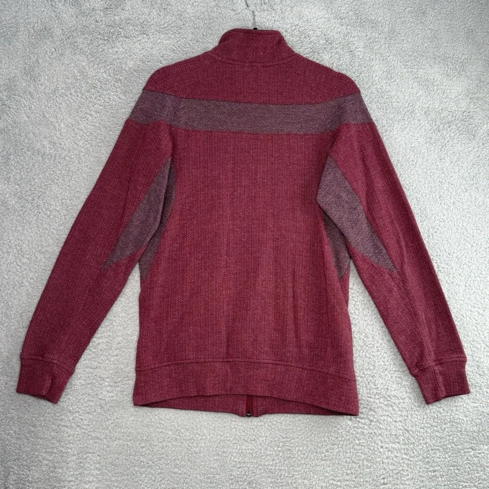 Adidas Men's Full‎ Zip Fleece Track Jacket Maroon Red 3 Stripe Orange Logo Small